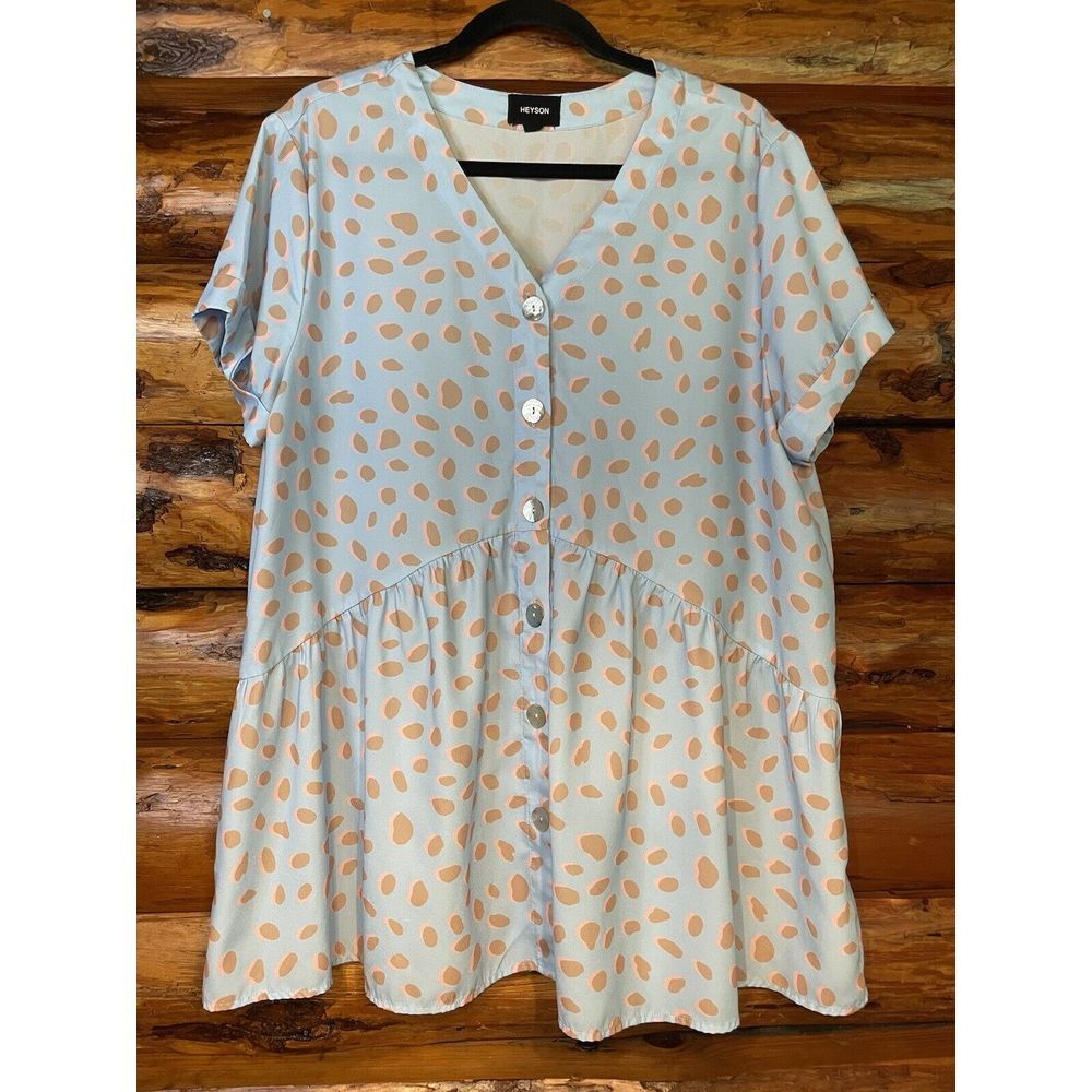 Heyson Baby Blue V-neck Baby‎ Doll Tunic Size Large